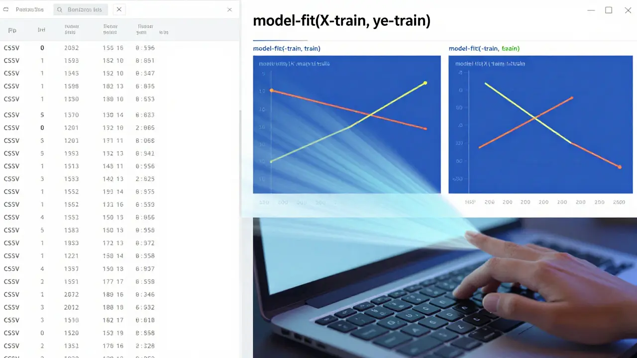 Before-and-after data transformation: messy dataset turning into clean visualizations with code in foreground.