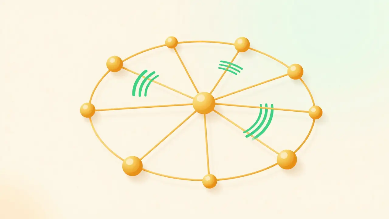 Golden network nodes showing successful testing workflow.