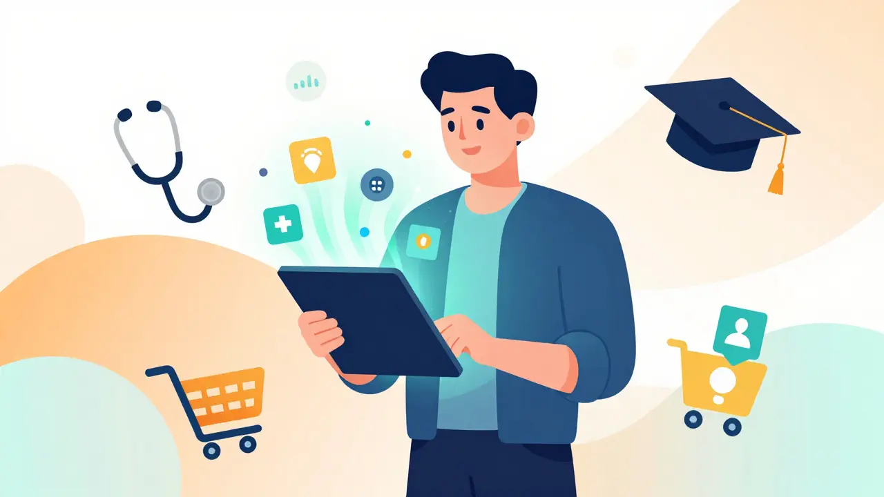 Illustration of a professional empowered by accessible AI tools across industries.