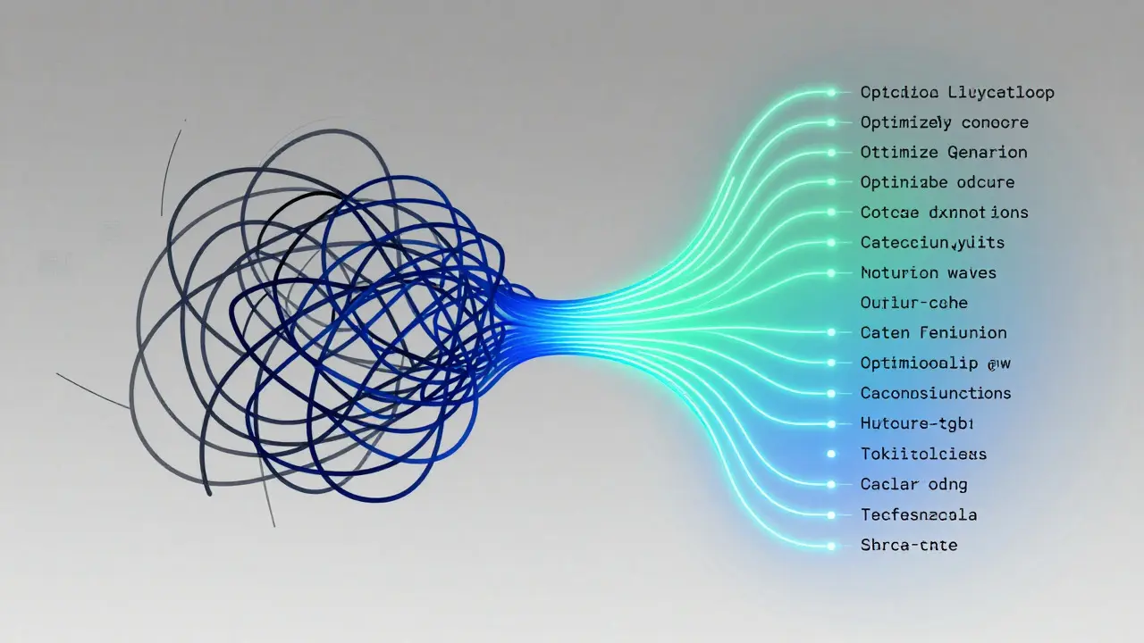 Abstract visualization of optimized data flows